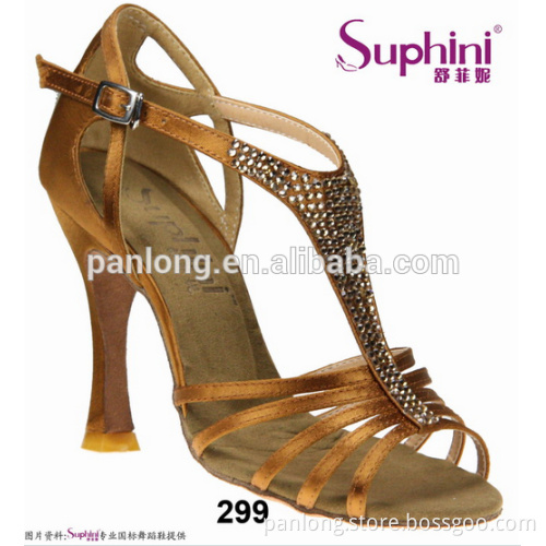 T-Strap comfortable and fashionable crystal stone ladies tango latin salsa dance shoes